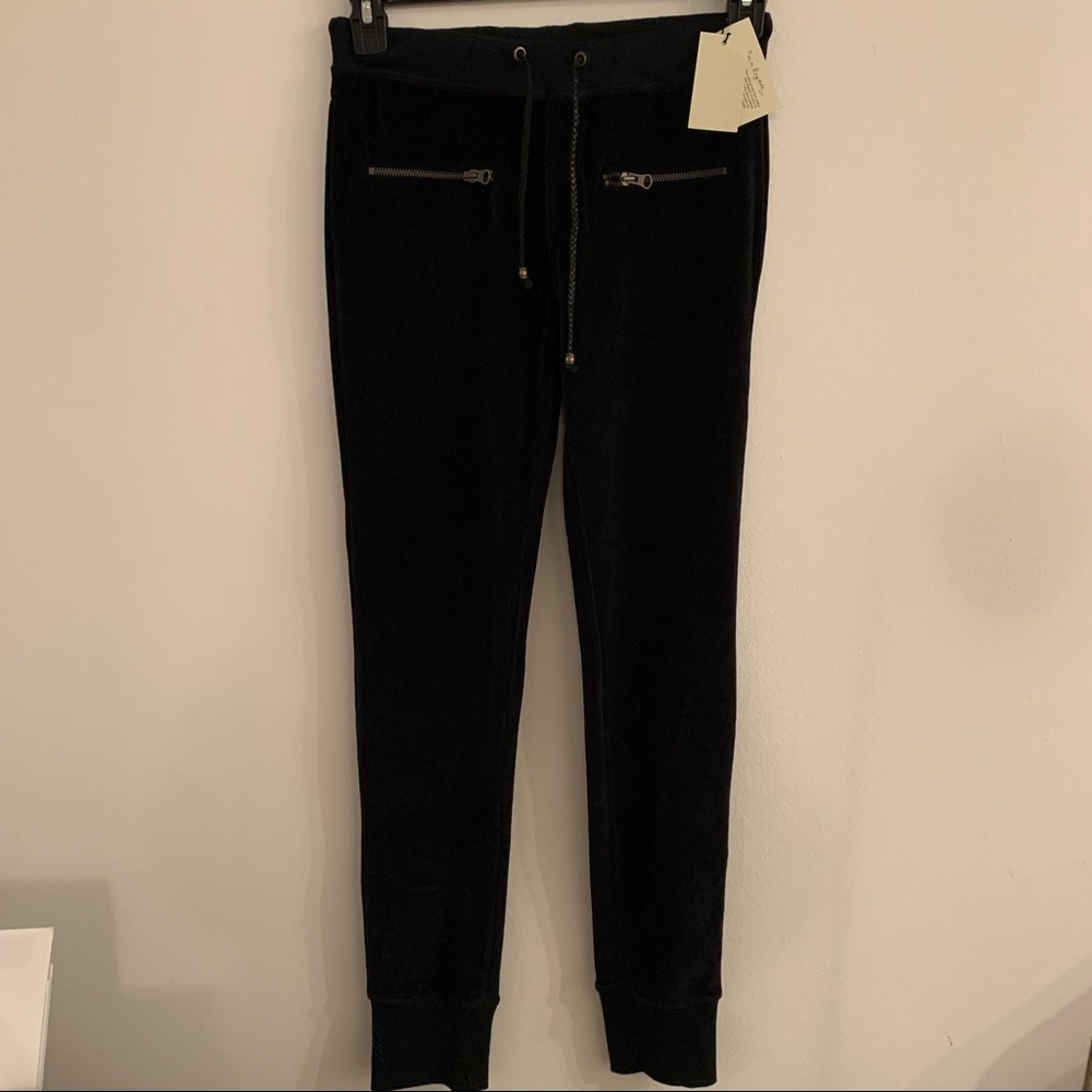 NWT Ragdoll Black Velour Track Pants Joggers